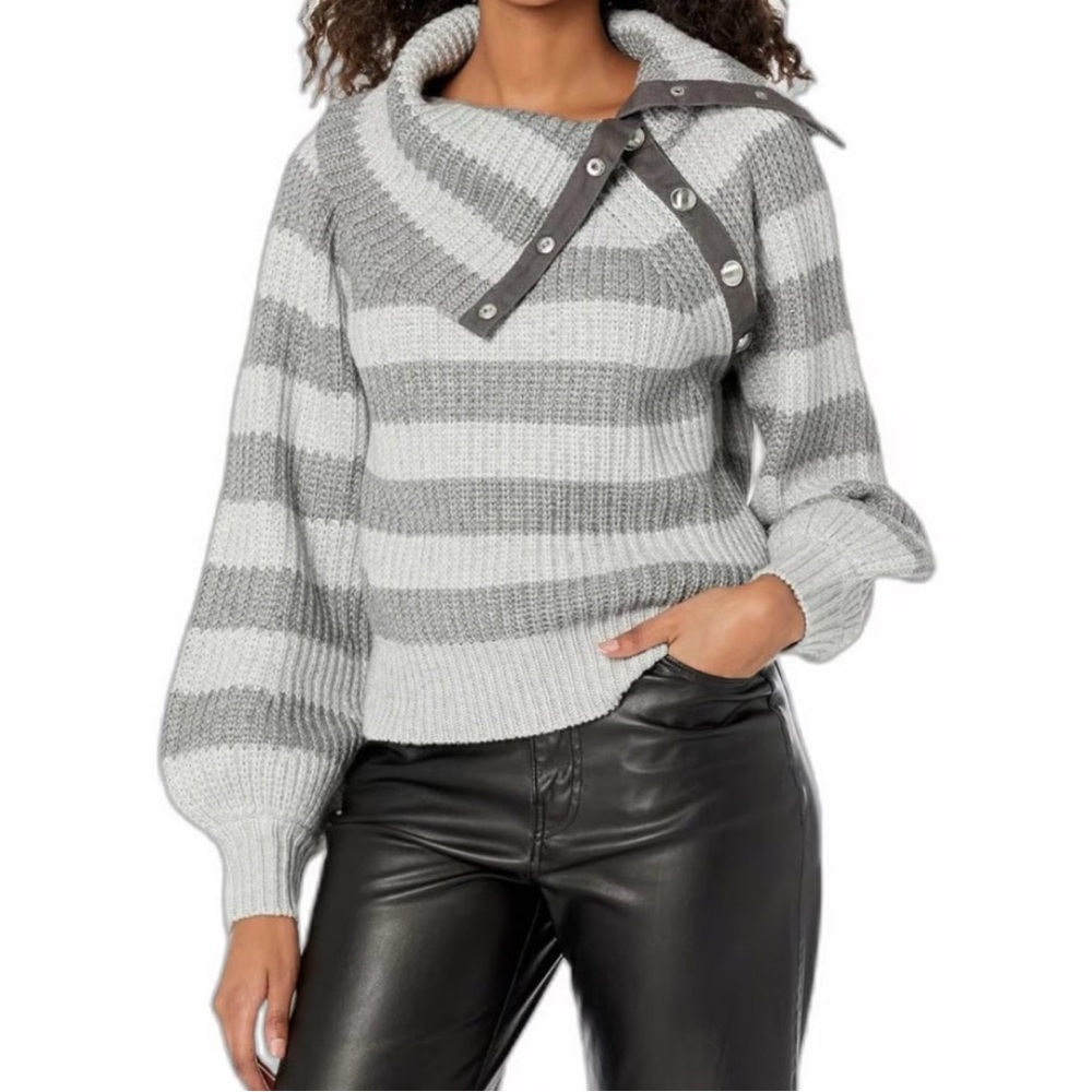 Derek Lam Collective Striped Cowl Neck Sweater Cozy Knit XL